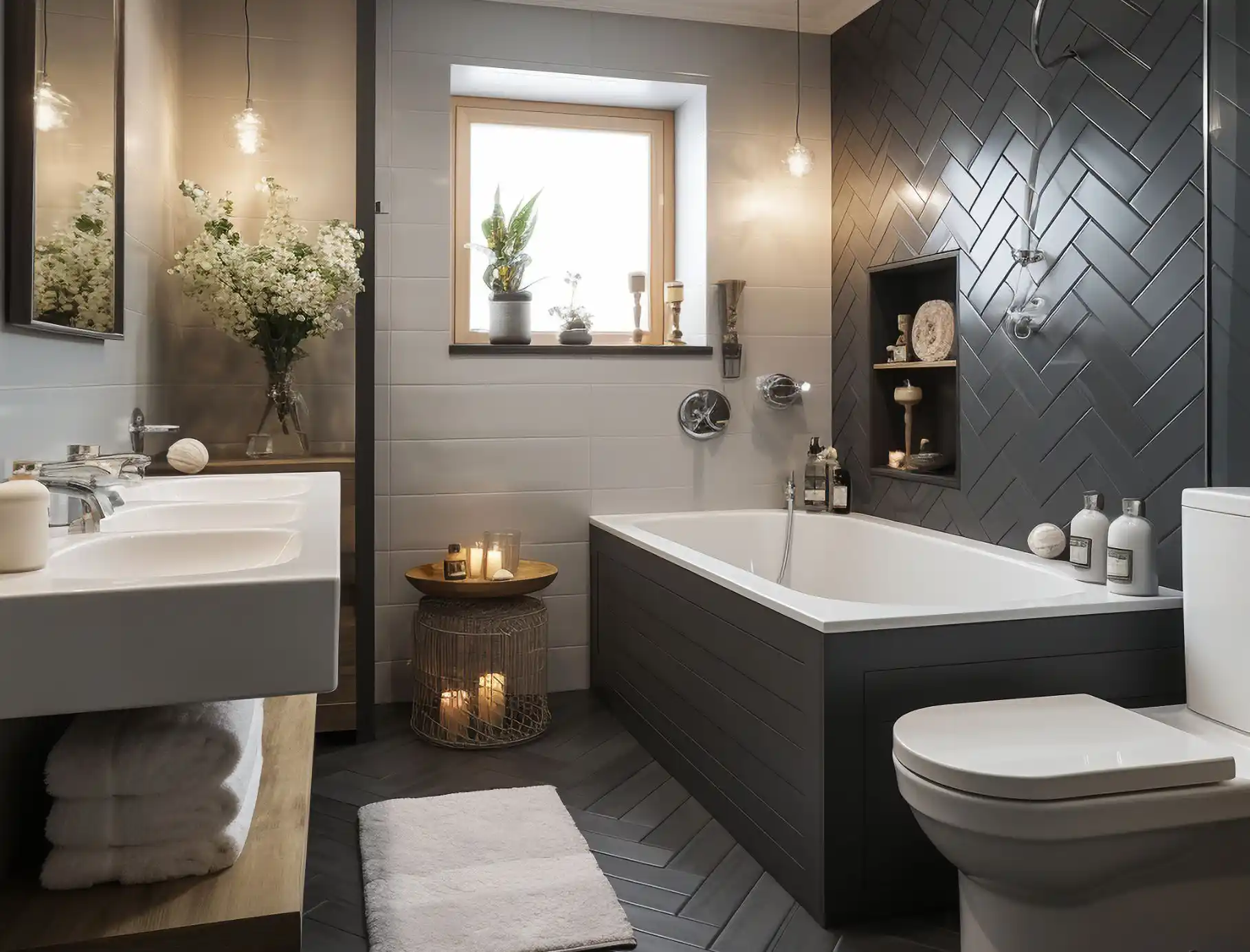 Дизайн плитки в ванной - фото