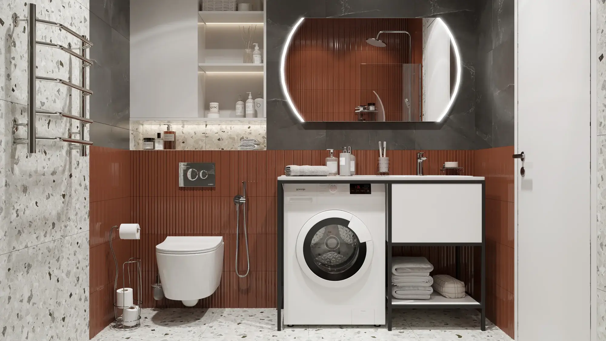 Дизайн ванной комнаты с плиткой - фото