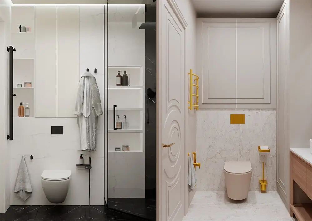 Подвесная сантехника в ванной - фото