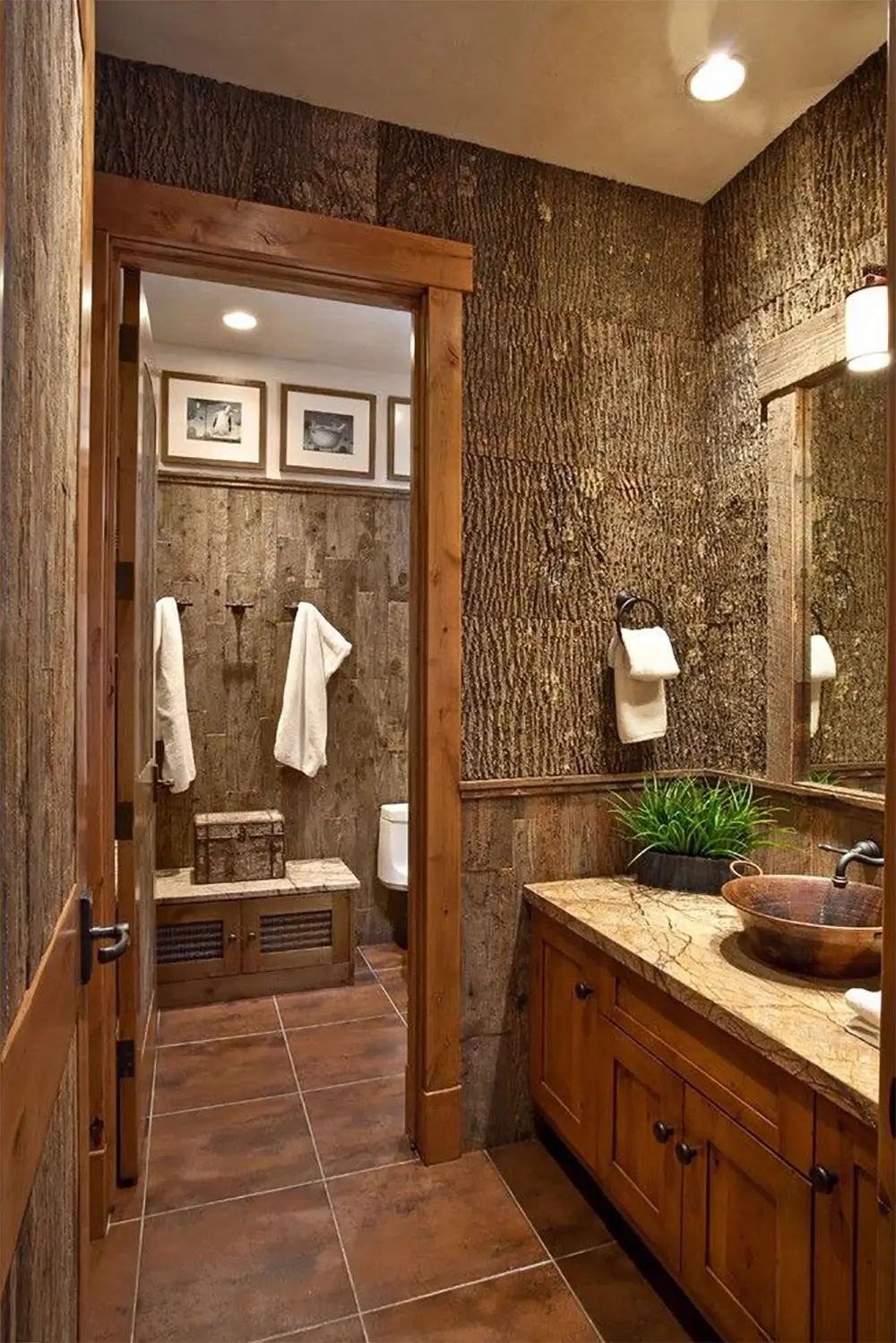 Пробковые стены в ванной - фото